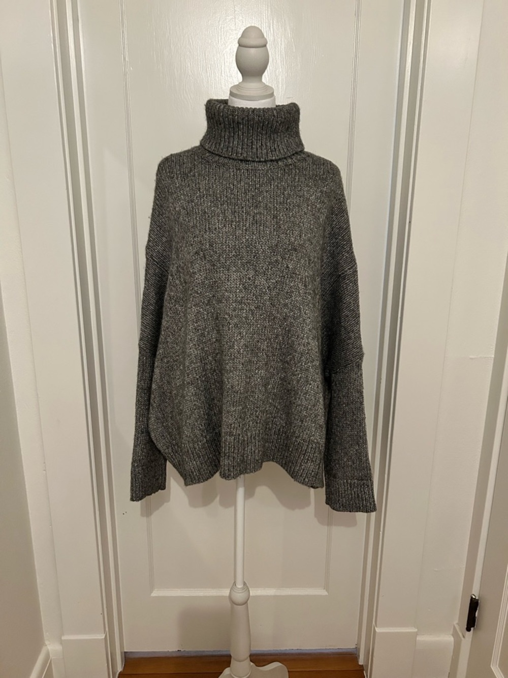 CO Gray Ribbed Turtleneck Sweater